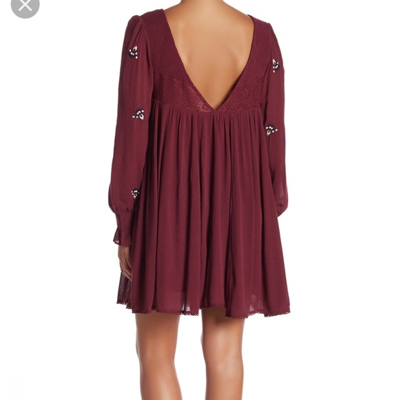 NWT Free People Embroided Minidress in Plum color - Picture 6 of 6